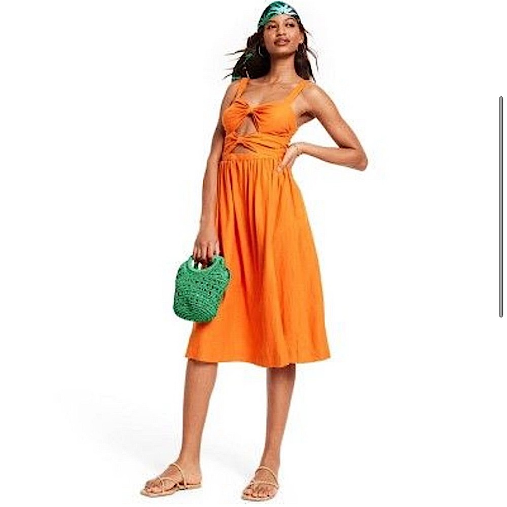 Fe Noel x Target | Double Cut Orange Midi Dress